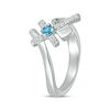 Thumbnail Image 2 of Blue Topaz & White Lab-Created Sapphire Cross Ring Sterling Silver