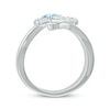 Thumbnail Image 3 of Blue Topaz & White Lab-Created Sapphire Cross Ring Sterling Silver