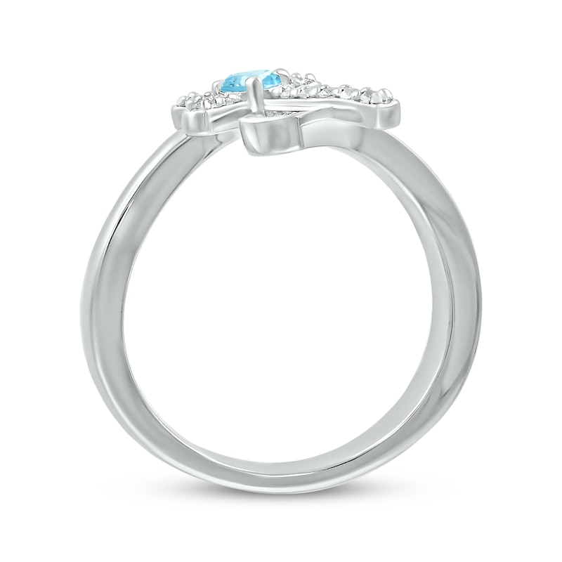 Main Image 3 of Blue Topaz & White Lab-Created Sapphire Cross Ring Sterling Silver