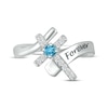 Thumbnail Image 4 of Blue Topaz & White Lab-Created Sapphire Cross Ring Sterling Silver