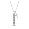 Thumbnail Image 1 of Citrine & White Lab-Created Sapphire Vertical Bar & Cross Necklace Sterling Silver 18”