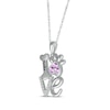 Thumbnail Image 1 of Amethyst & White Lab-Created Sapphire Love, Bone & Dog Paw Necklace Sterling Silver 18"