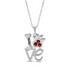 Thumbnail Image 1 of Garnet & White Lab-Created Sapphire Love, Bone & Dog Paw Necklace Sterling Silver 18&quot;