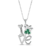 Thumbnail Image 1 of Lab-Created Emerald & White Lab-Created Sapphire Love, Bone & Dog Paw Necklace Sterling Silver 18&quot;
