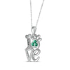 Thumbnail Image 2 of Lab-Created Emerald & White Lab-Created Sapphire Love, Bone & Dog Paw Necklace Sterling Silver 18&quot;