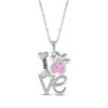 Thumbnail Image 1 of Pink Lab-Created Sapphire & White Lab-Created Sapphire Love, Bone & Dog Paw Necklace Sterling Silver 18&quot;