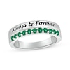Thumbnail Image 1 of Round-Cut Lab-Created Emerald Engravable Ring Sterling Silver