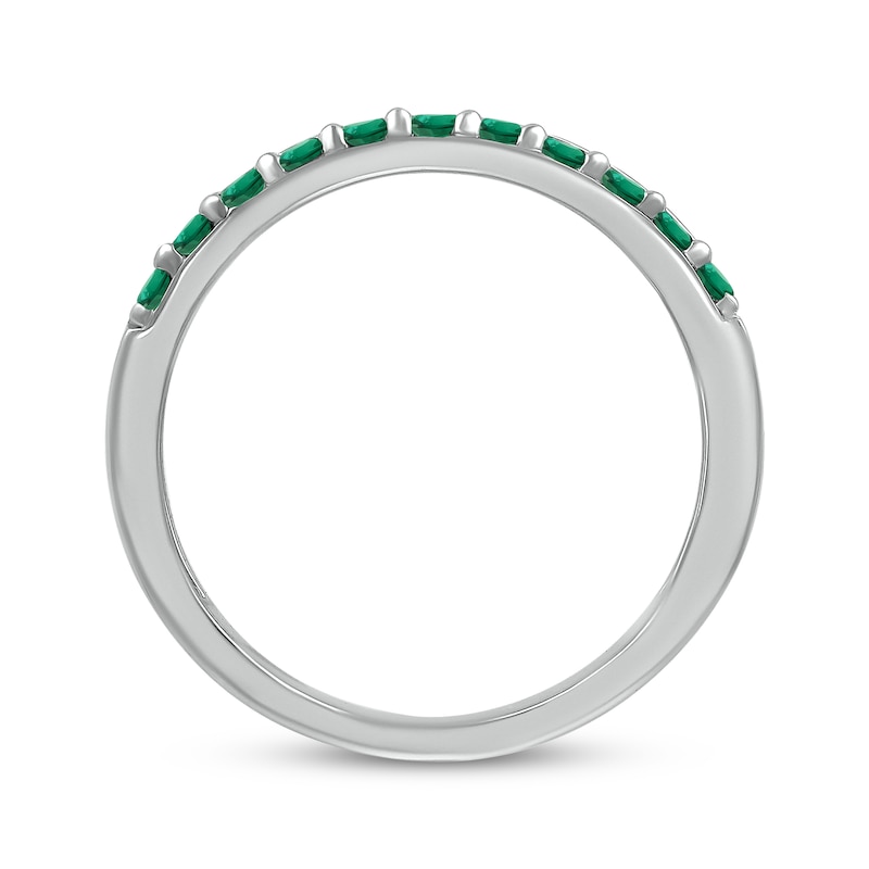 Main Image 3 of Round-Cut Lab-Created Emerald Engravable Ring Sterling Silver