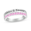 Thumbnail Image 1 of Round-Cut Pink Lab-Created Sapphire Engravable Ring Sterling Silver