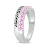 Thumbnail Image 2 of Round-Cut Pink Lab-Created Sapphire Engravable Ring Sterling Silver