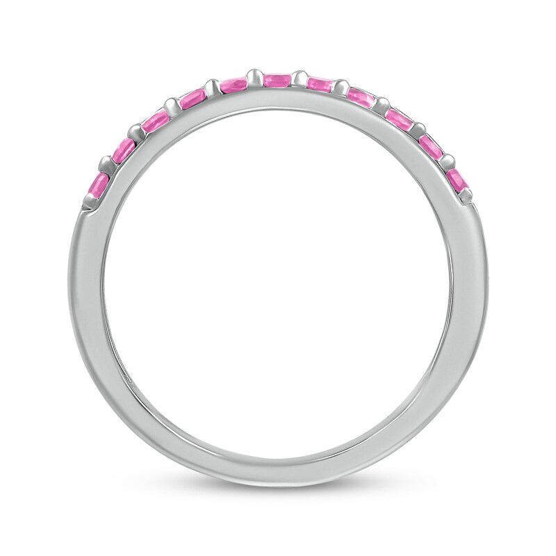 Main Image 3 of Round-Cut Pink Lab-Created Sapphire Engravable Ring Sterling Silver