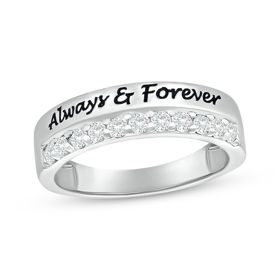 Round-Cut White Lab-Created Sapphire Engravable Ring Sterling Silver