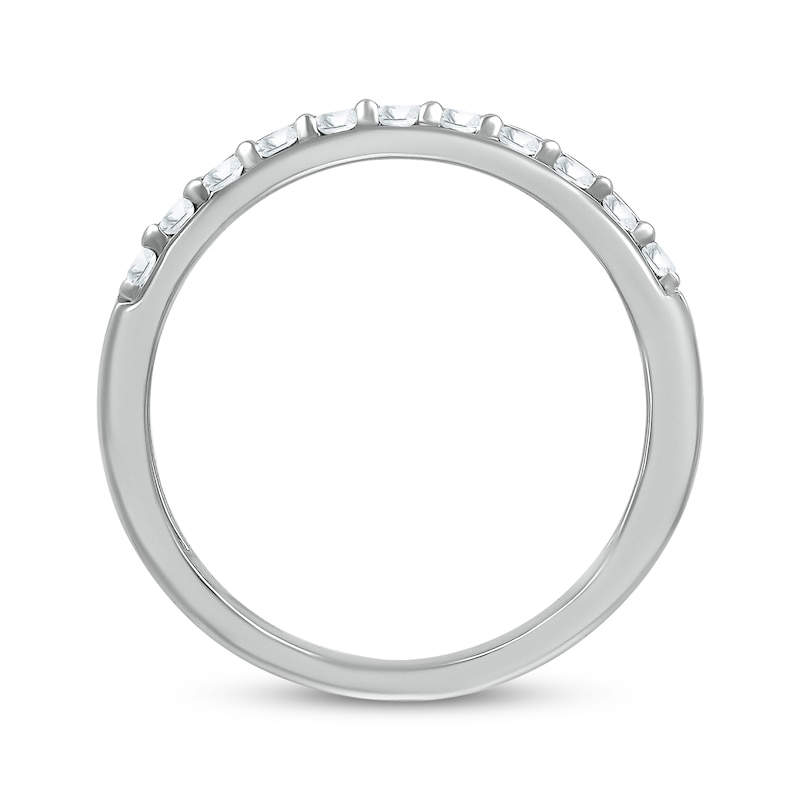 Main Image 3 of Round-Cut White Lab-Created Sapphire Engravable Ring Sterling Silver