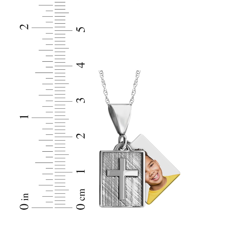 Main Image 3 of Square Photo & Cross Necklace Sterling Silver 18&quot;