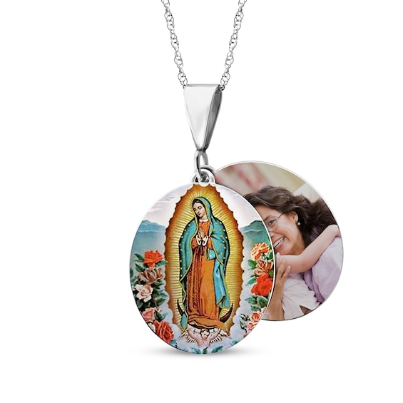 Our Lady of Guadalupe Photo Necklace Sterling Silver 18"