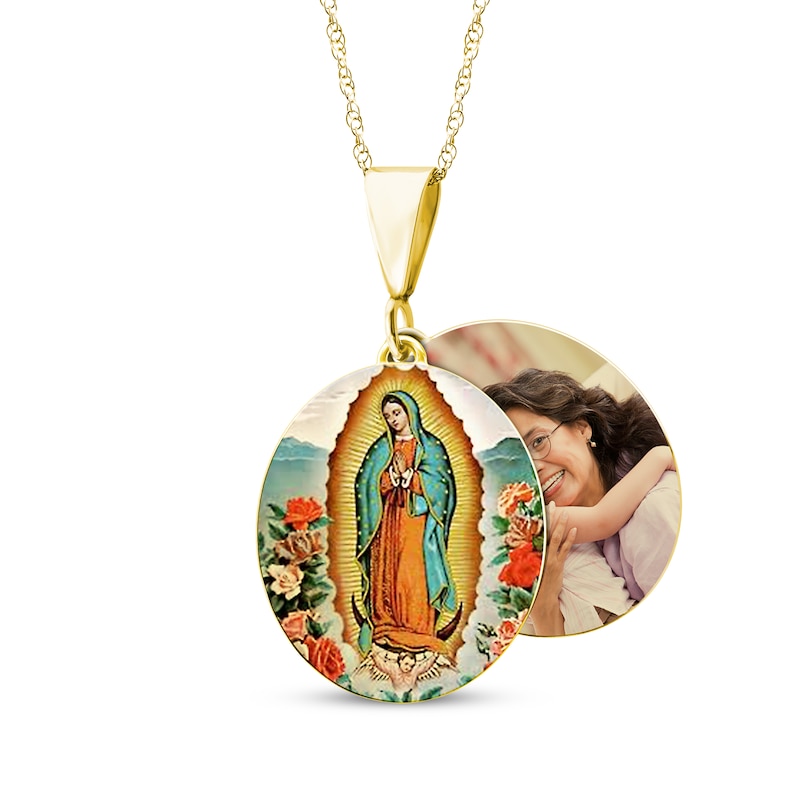 Our Lady of Guadalupe Photo Necklace 10K Yellow Gold 18"