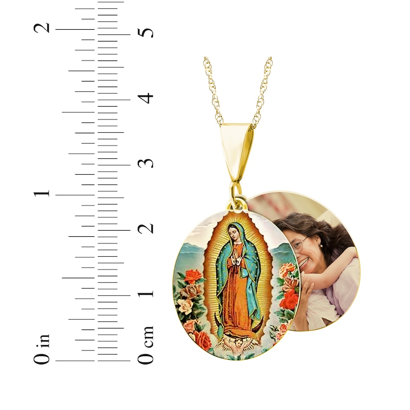 Our Lady of Guadalupe Photo Necklace 10K Yellow Gold 18"