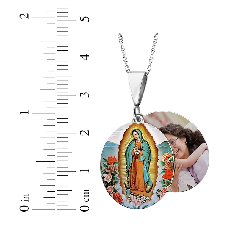 Our Lady of Guadalupe Photo Necklace 10K White Gold 18"