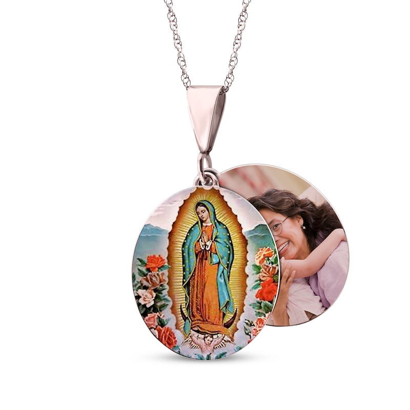 Main Image 1 of Our Lady of Guadalupe Photo Necklace 10K Rose Gold 18&quot;