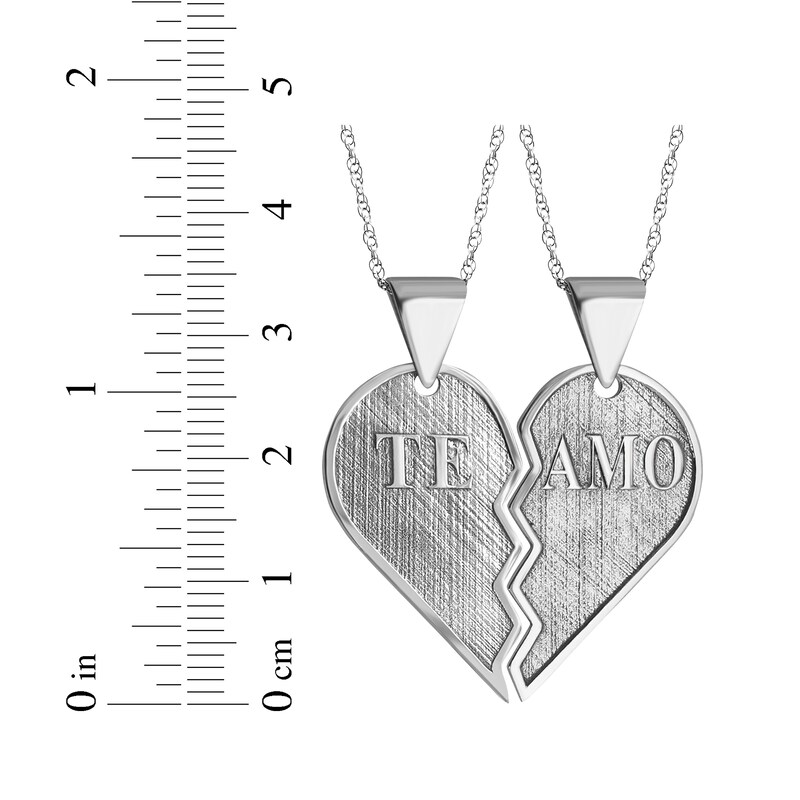 Main Image 3 of Te Amo Heart Necklace Set Sterling Silver 18&quot;