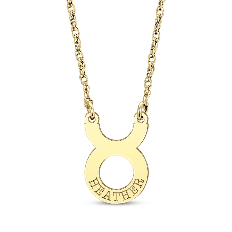 Main Image 1 of Engravable &quot;Taurus&quot; Zodiac Sign Necklace 10K Yellow Gold 18&quot;