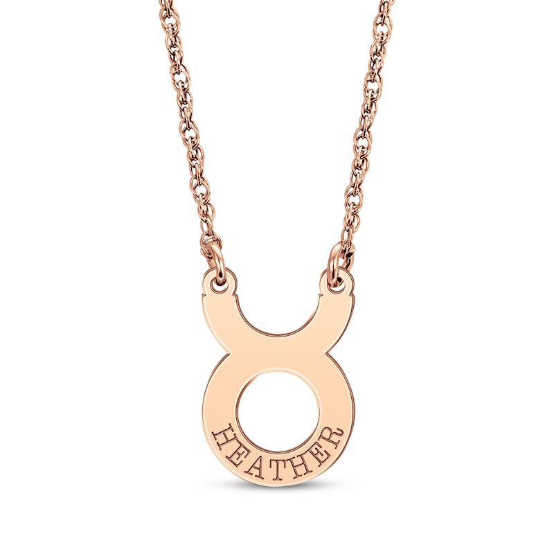Main Image 1 of Engravable &quot;Taurus&quot; Zodiac Sign Necklace 14K Rose Gold 18&quot;