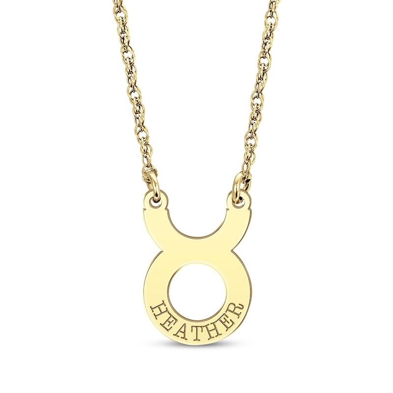 Main Image 1 of Engravable &quot;Taurus&quot; Zodiac Sign Necklace 14K Yellow Gold 18&quot;