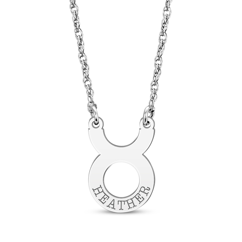 Main Image 1 of Engravable &quot;Taurus&quot; Zodiac Sign Necklace Sterling Silver 18&quot;