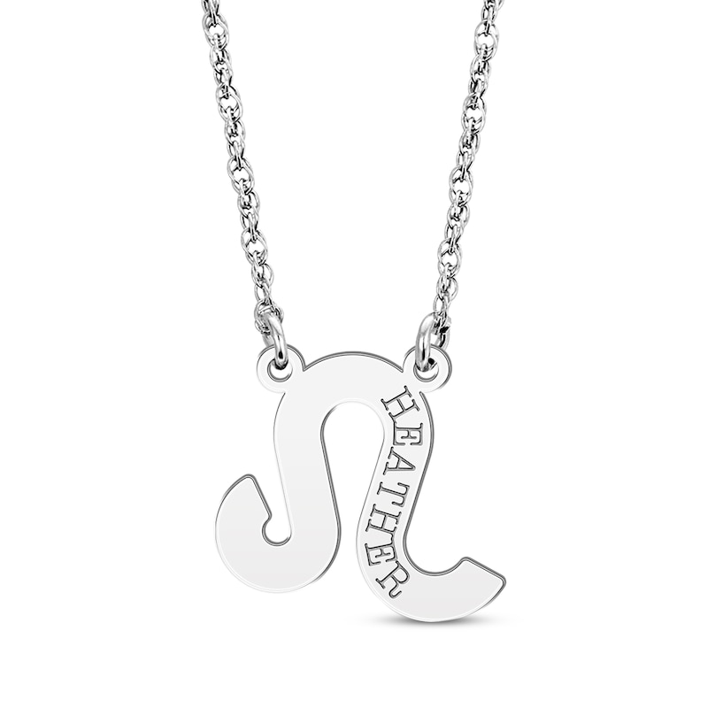Main Image 1 of Engravable &quot;Leo&quot; Zodiac Sign Necklace 10K White Gold 18&quot;