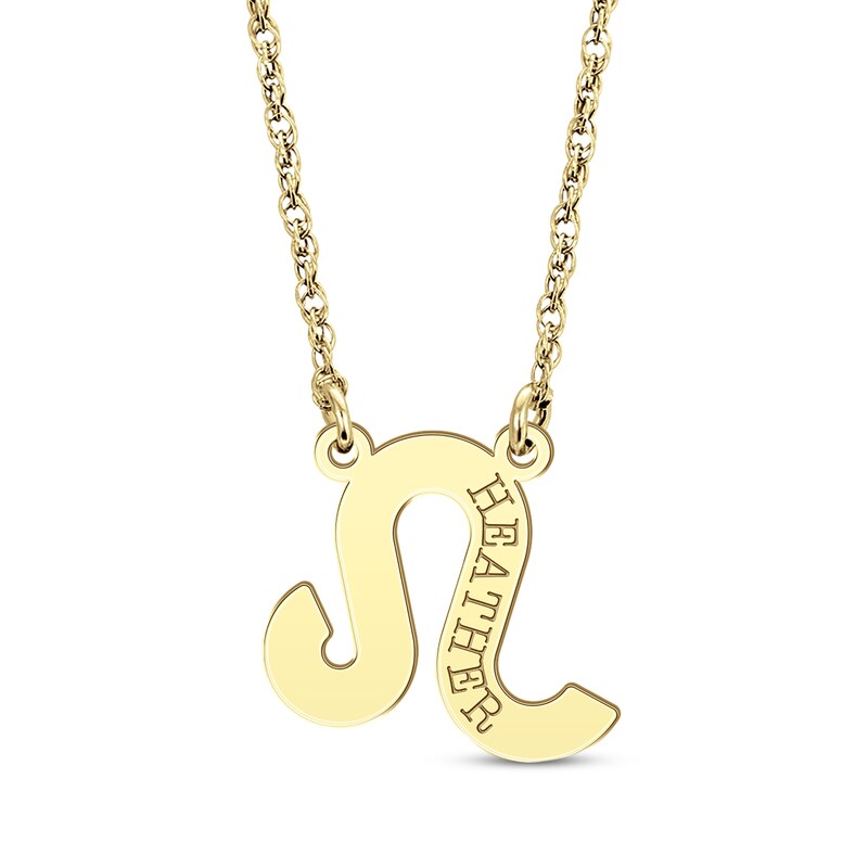 Main Image 1 of Engravable &quot;Leo&quot; Zodiac Sign Necklace 14K Yellow Gold 18&quot;
