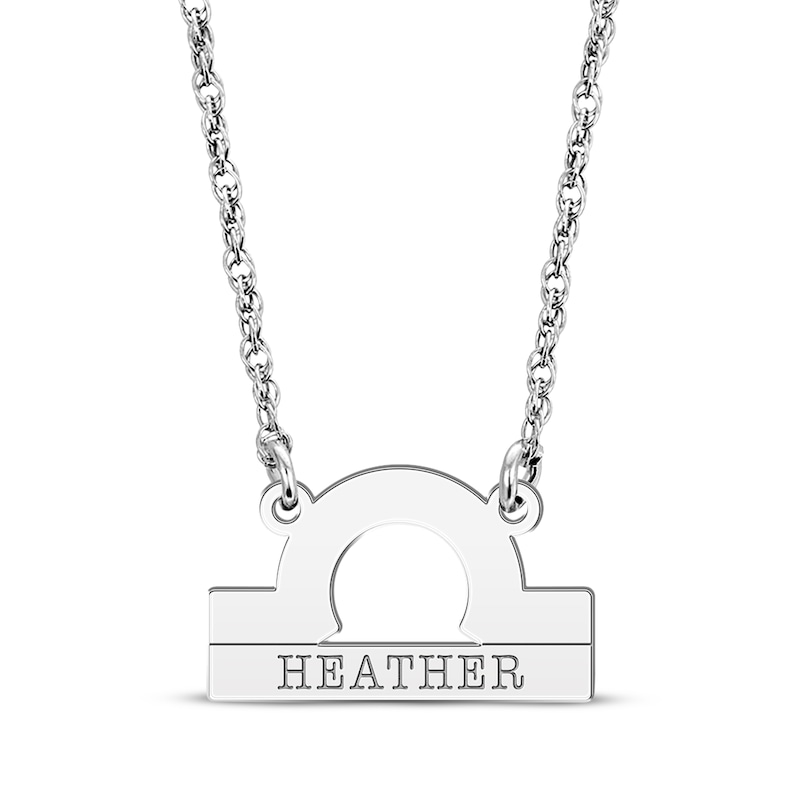 Main Image 1 of Engravable &quot;Libra&quot; Zodiac Sign Necklace 10K White Gold 18&quot;