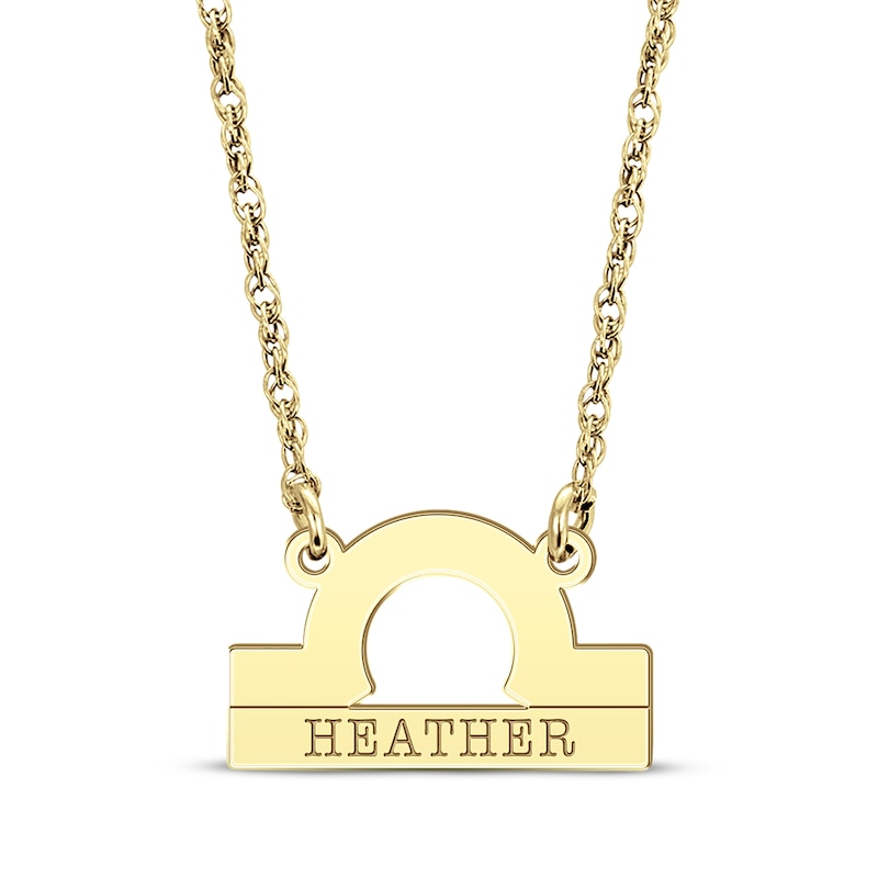 Main Image 1 of Engravable &quot;Libra&quot; Zodiac Sign Necklace 10K Yellow Gold 18&quot;