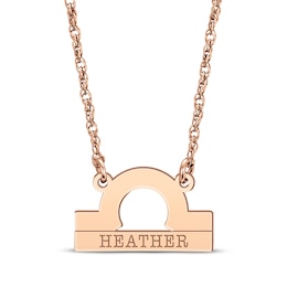 Engravable "Libra" Zodiac Sign Necklace 14K Rose Gold 18"