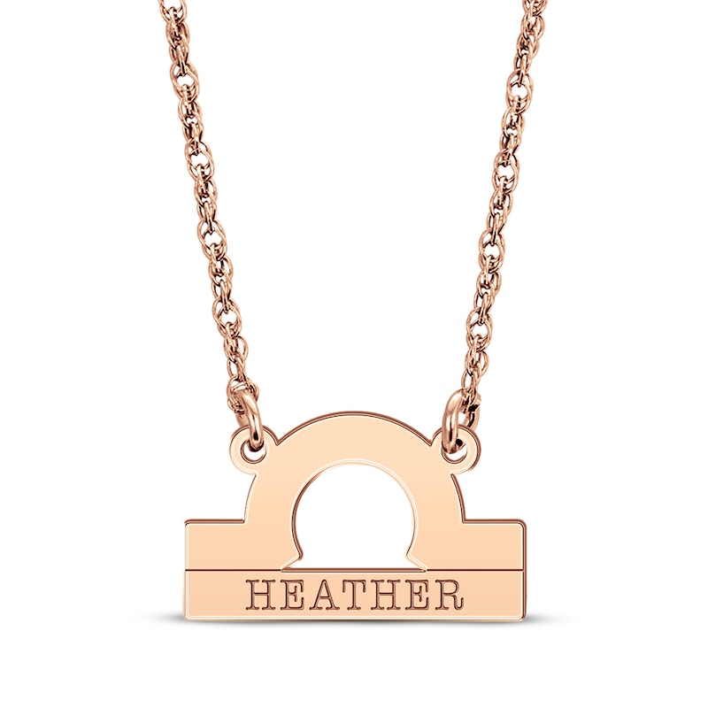 Main Image 1 of Engravable &quot;Libra&quot; Zodiac Sign Necklace 14K Rose Gold 18&quot;
