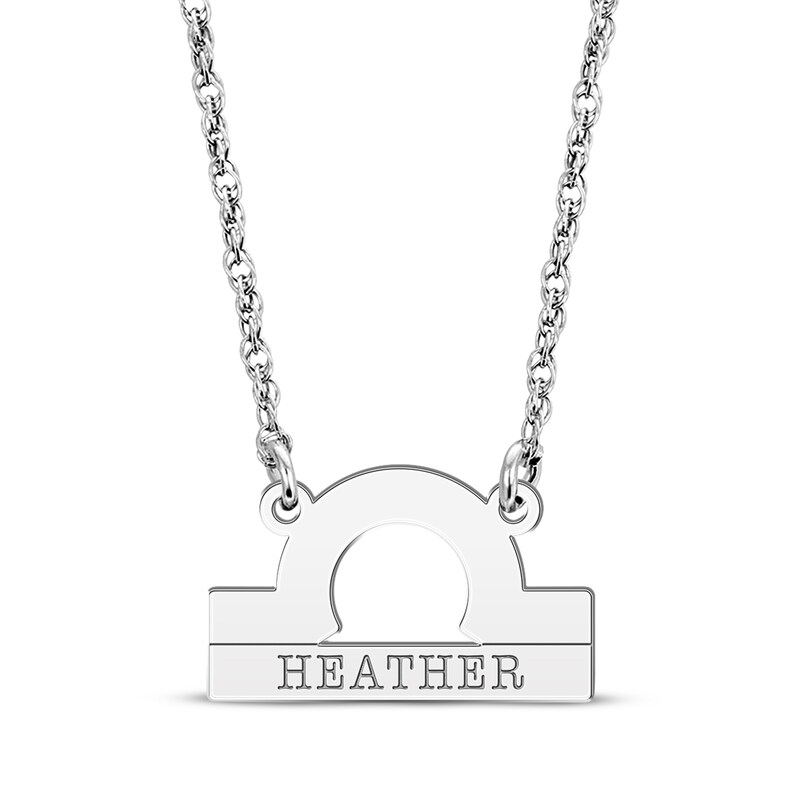 Main Image 1 of Engravable &quot;Libra&quot; Zodiac Sign Necklace 14K White Gold 18&quot;
