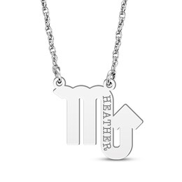 Engravable "Scorpio" Zodiac Sign Necklace 10K White Gold 18"