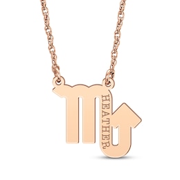 Engravable "Scorpio" Zodiac Sign Necklace 14K Rose Gold 18"