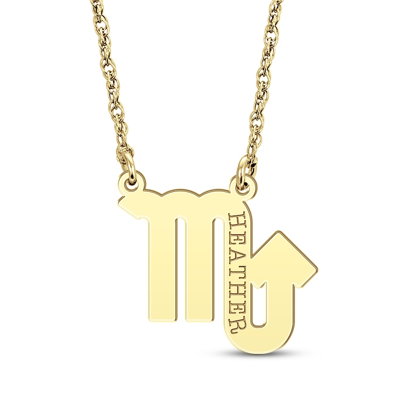 Main Image 1 of Engravable &quot;Scorpio&quot; Zodiac Sign Necklace 14K Yellow Gold 18&quot;