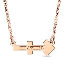 Engravable "Sagittarius" Zodiac Sign Necklace 14K Rose Gold 18"