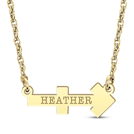 Engravable "Sagittarius" Zodiac Sign Necklace 14K Yellow Gold 18"