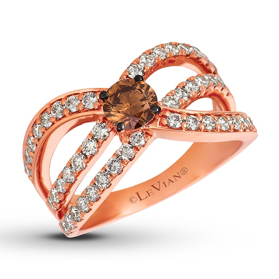 Le Vian Chocolate Diamond Ring 1-1/3 ct tw 14K Strawberry Gold