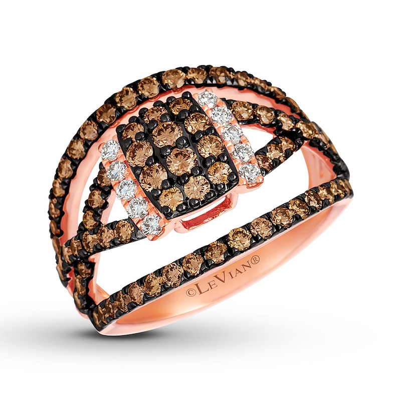 Le Vian Chocolate Diamond Ring 1-5/8 ct tw 14K Strawberry Gold - Size 7