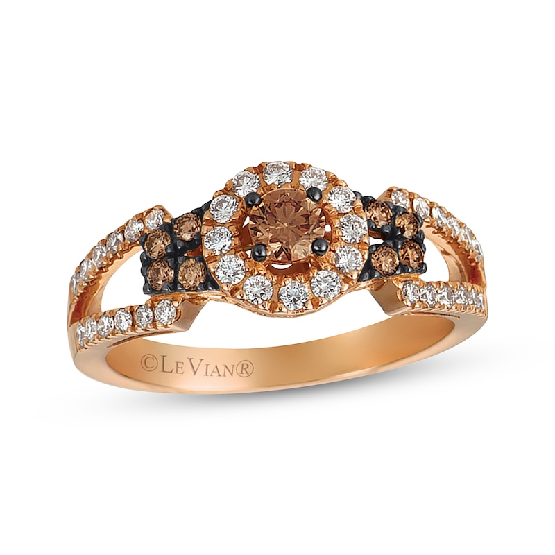 Le Vian Chocolate Diamond Ring 5/8 ct tw 14K Strawberry Gold with 360
