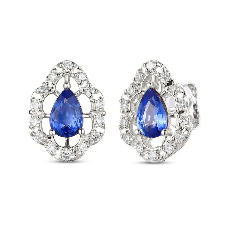 Main Image 1 of Le Vian Sapphire Earrings 1/4 ct tw Diamonds 14K Vanilla Gold