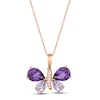 Thumbnail Image 1 of Le Vian Amethyst Butterfly Necklace 1/10 ct tw Diamonds 14K Strawberry Gold 18&quot;
