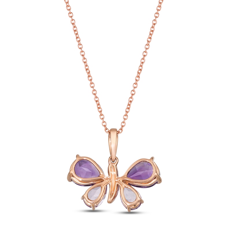 Le Vian Amethyst Butterfly Necklace 1/10 ct tw Diamonds 14K Strawberry Gold 18"