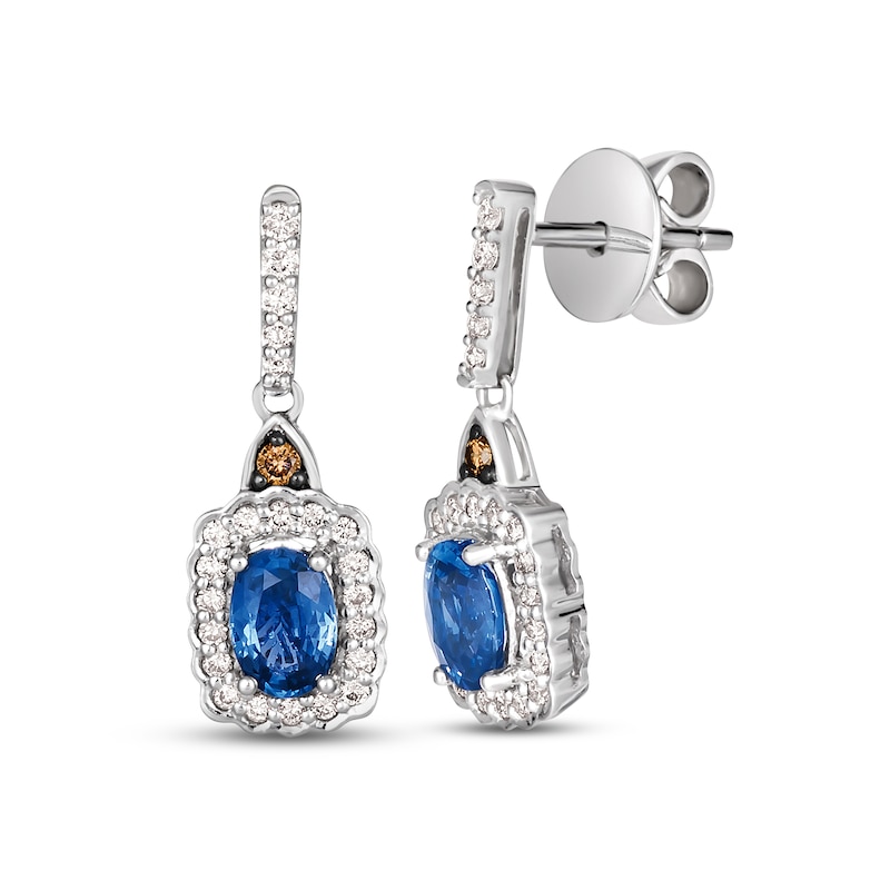 Le Vian Creme Brulee Blue Sapphire Dangle Earrings 1/3 ct tw Diamonds 14K Vanilla Gold