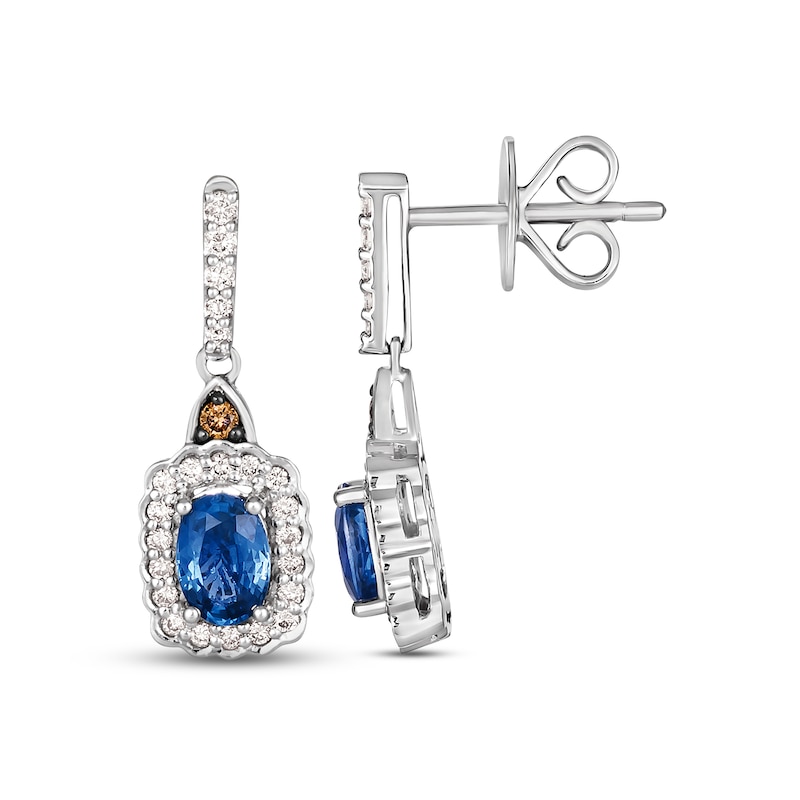 Le Vian Creme Brulee Blue Sapphire Dangle Earrings 1/3 ct tw Diamonds 14K Vanilla Gold