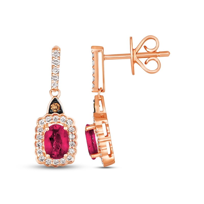 Le Vian Ruby Dangle Earrings 1/3 ct tw Diamonds 14K Strawberry Gold