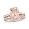 Thumbnail Image 1 of Neil Lane Radiant-Cut Morganite Bridal Set 1 ct tw Diamond 14K Rose Gold